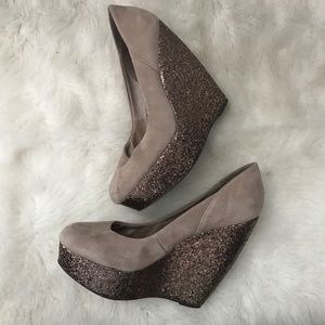 Nude Wedges (Glitter/Party Heels)